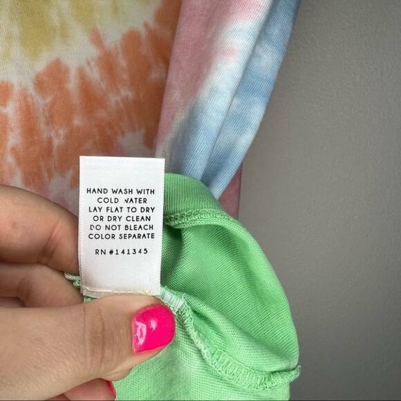 Daydreamer tie dye weekend tee top in faded neon Loungewear size small - Picture 7 of 7
